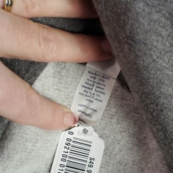 Enza Graphic Fall Graphics "Thankful" Sz XL Gray Unique Collared Hoodie w Pocket - Picture 7 of 7